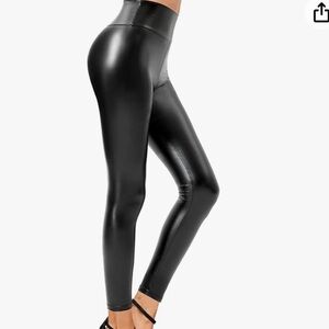 CLIV Black Faux Leather Shapewear Leggings S Spanx